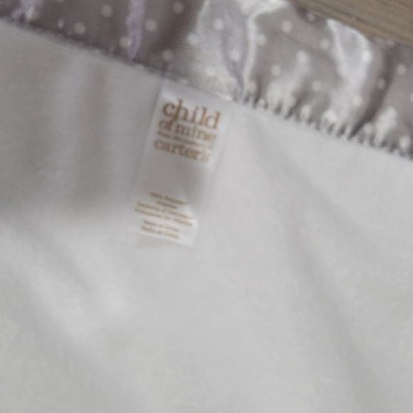Carters Child Mine Mommy & Me Giraffe White Silver Satin Polka Trim Baby Blanket - Picture 4 of 4